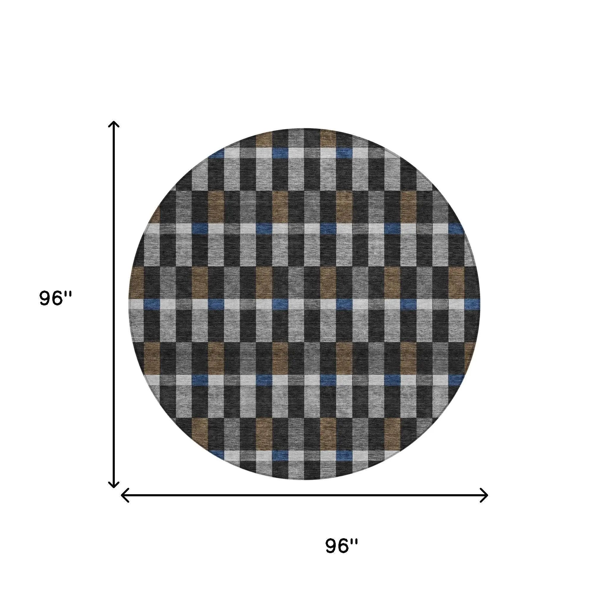 8' Black And Graphite Round Geometric Washable Indoor Outdoor Area Rug Homeroots Outdoor