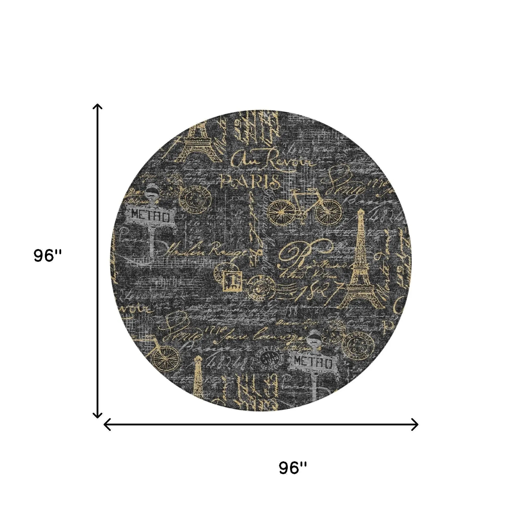8' Black And Graphite Round Southwestern Washable Indoor Outdoor Area Rug Homeroots Outdoor