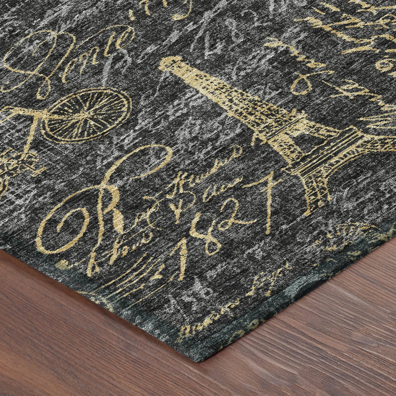 8' Black And Graphite Round Southwestern Washable Indoor Outdoor Area Rug Homeroots Outdoor