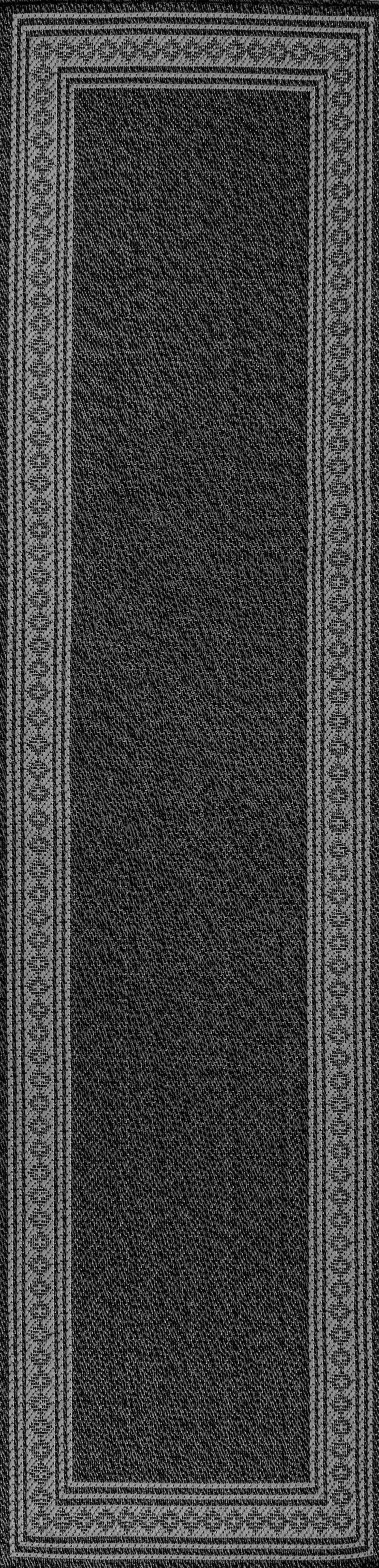 8' Black And Gray Indoor Outdoor Runner Rug - GreatEagleInc