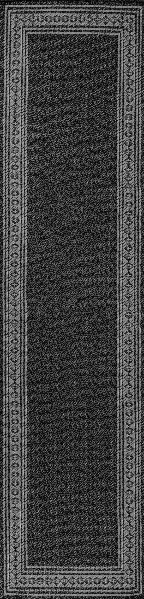 8' Black And Gray Indoor Outdoor Runner Rug - GreatEagleInc