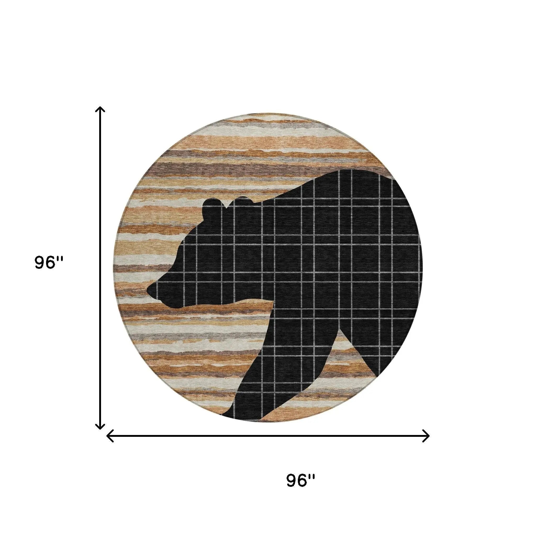 8' Black And Gray Round Abstract Washable Indoor Outdoor Area Rug Homeroots Outdoor
