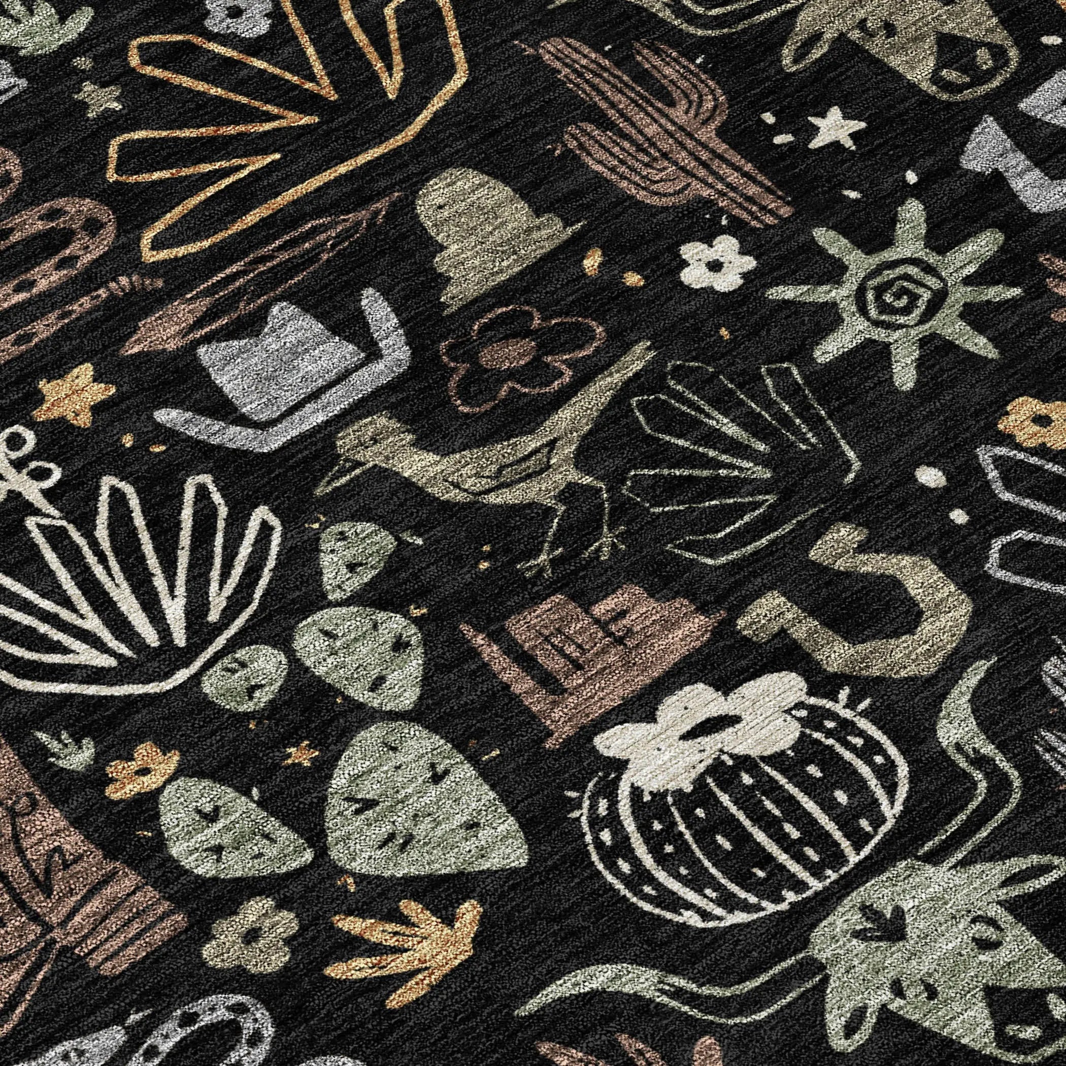 8' Black And Gray Round Cactus Washable Indoor Outdoor Area Rug Homeroots Outdoor