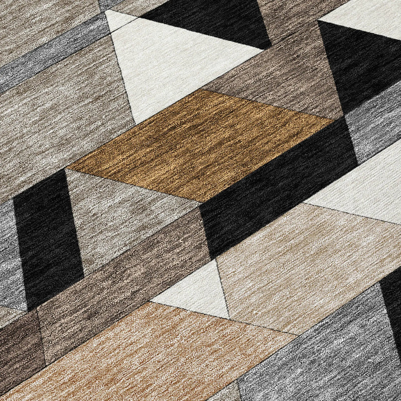 8' Black And Gray Round Geometric Washable Indoor Outdoor Area Rug Homeroots Outdoor