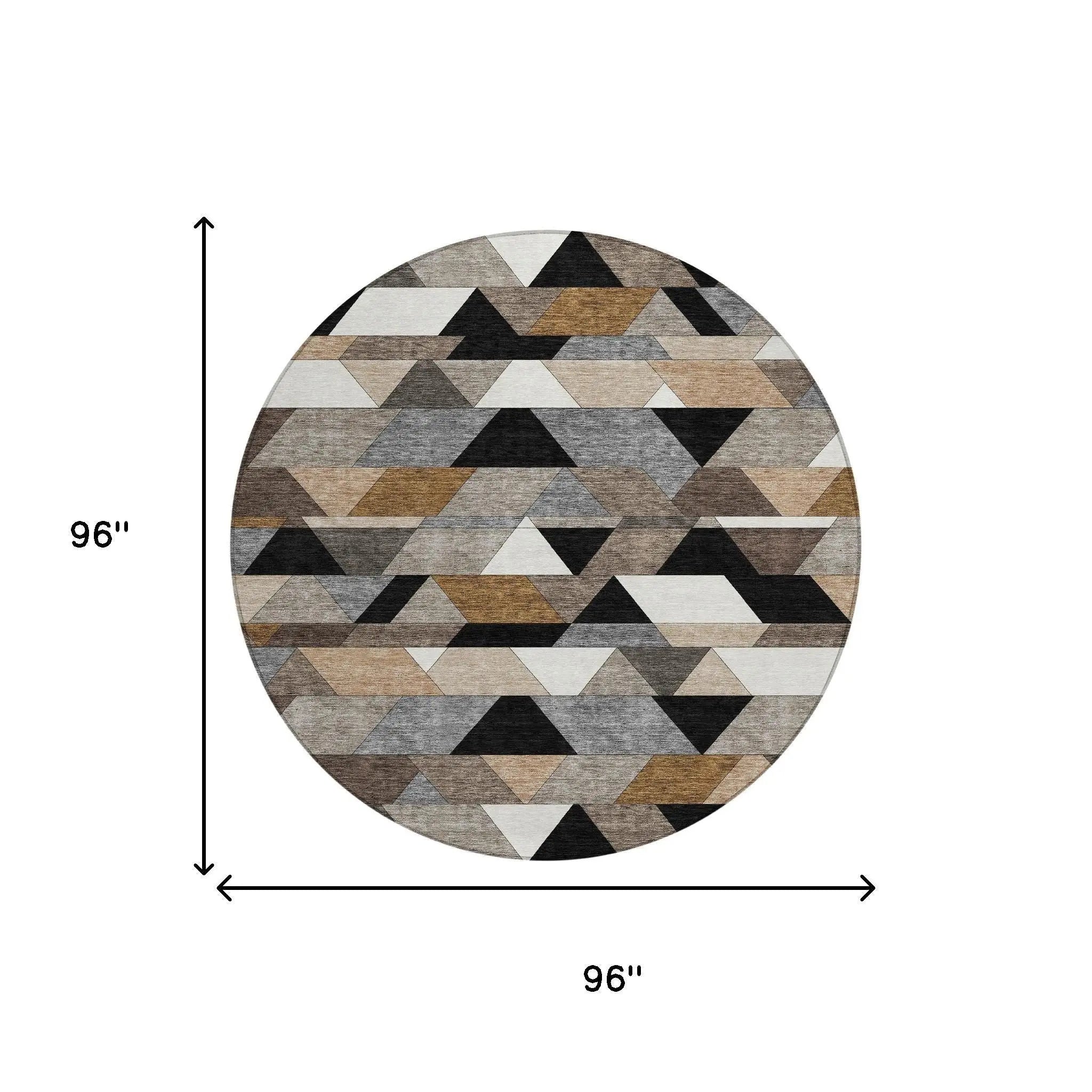 8' Black And Gray Round Geometric Washable Indoor Outdoor Area Rug Homeroots Outdoor
