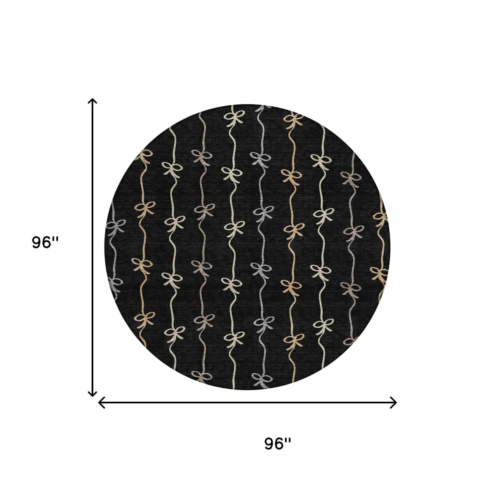 8' Black And Gray Round Southwestern Washable Indoor Outdoor Area Rug Homeroots Outdoor
