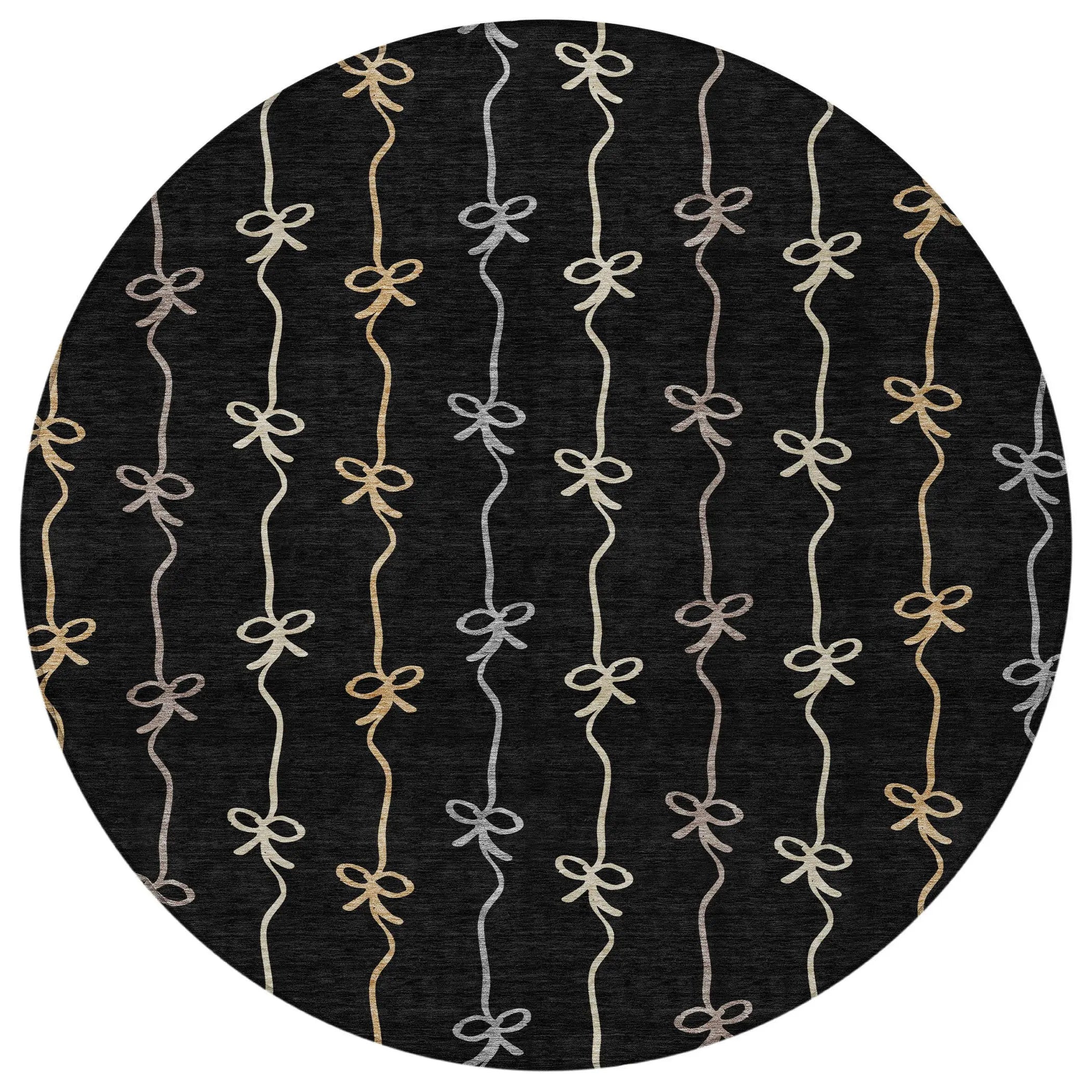 8' Black And Gray Round Southwestern Washable Indoor Outdoor Area Rug Homeroots Outdoor