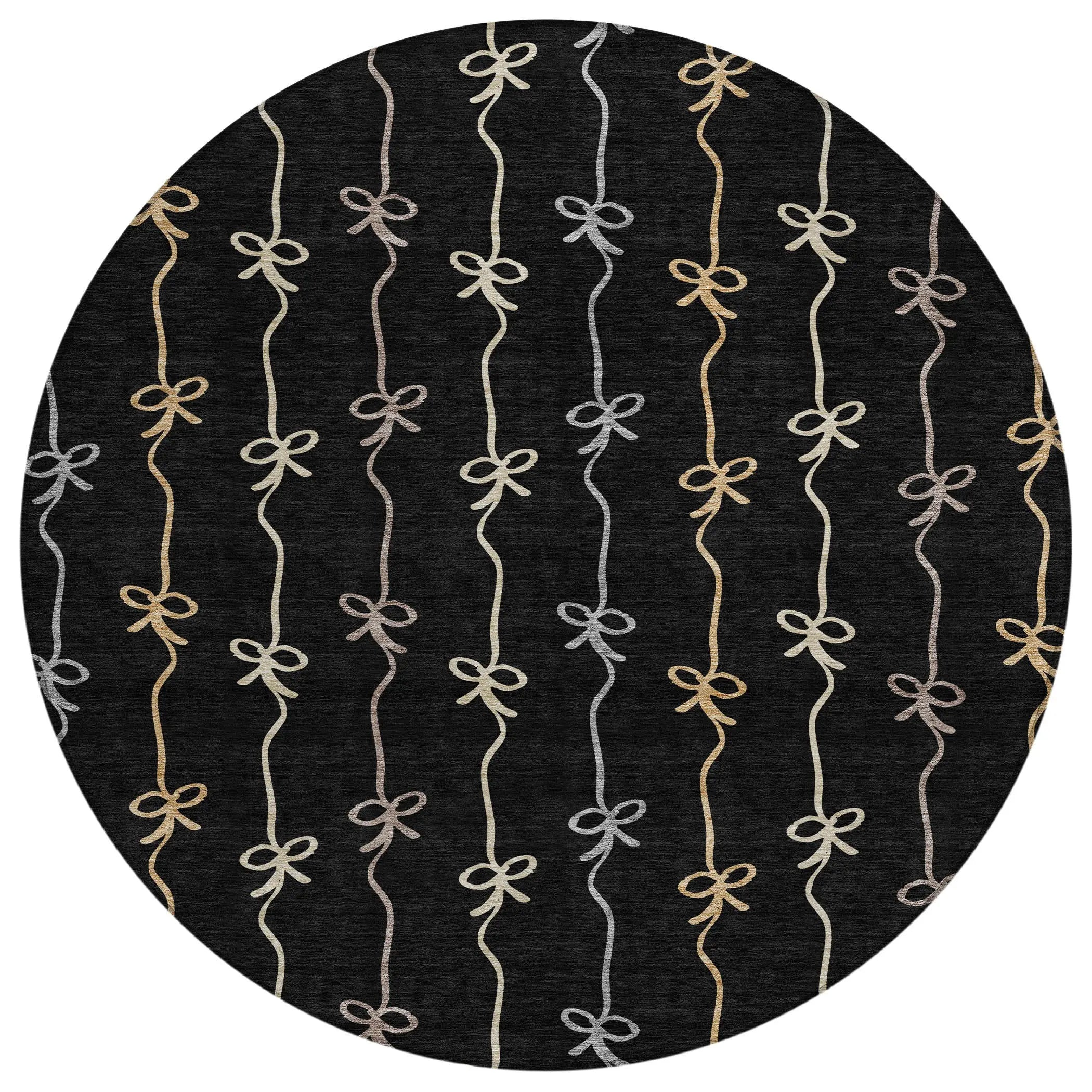 8' Black And Gray Round Southwestern Washable Indoor Outdoor Area Rug Homeroots Outdoor