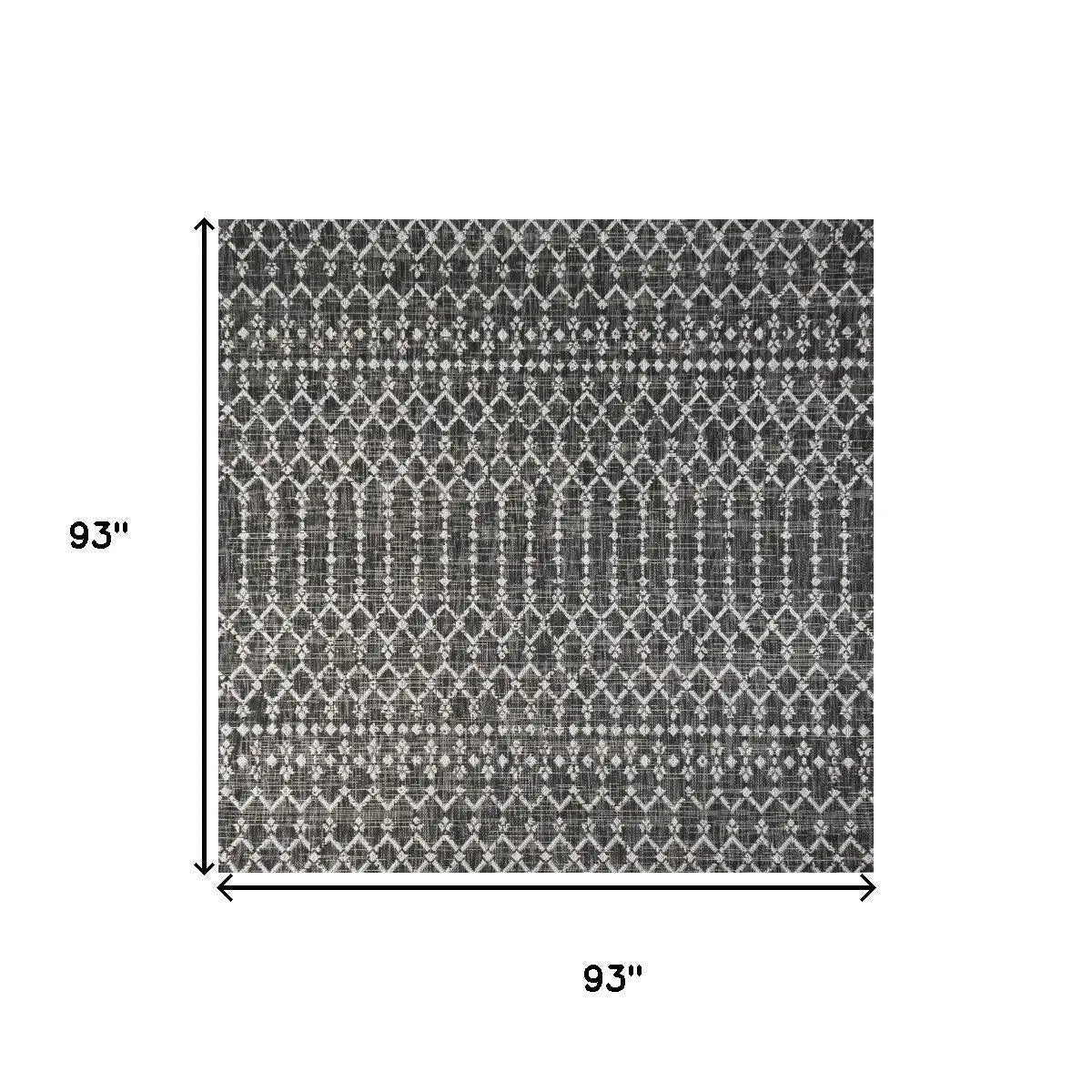 8' Black And Gray Square Trellis Indoor Outdoor Area Rug Homeroots Outdoor