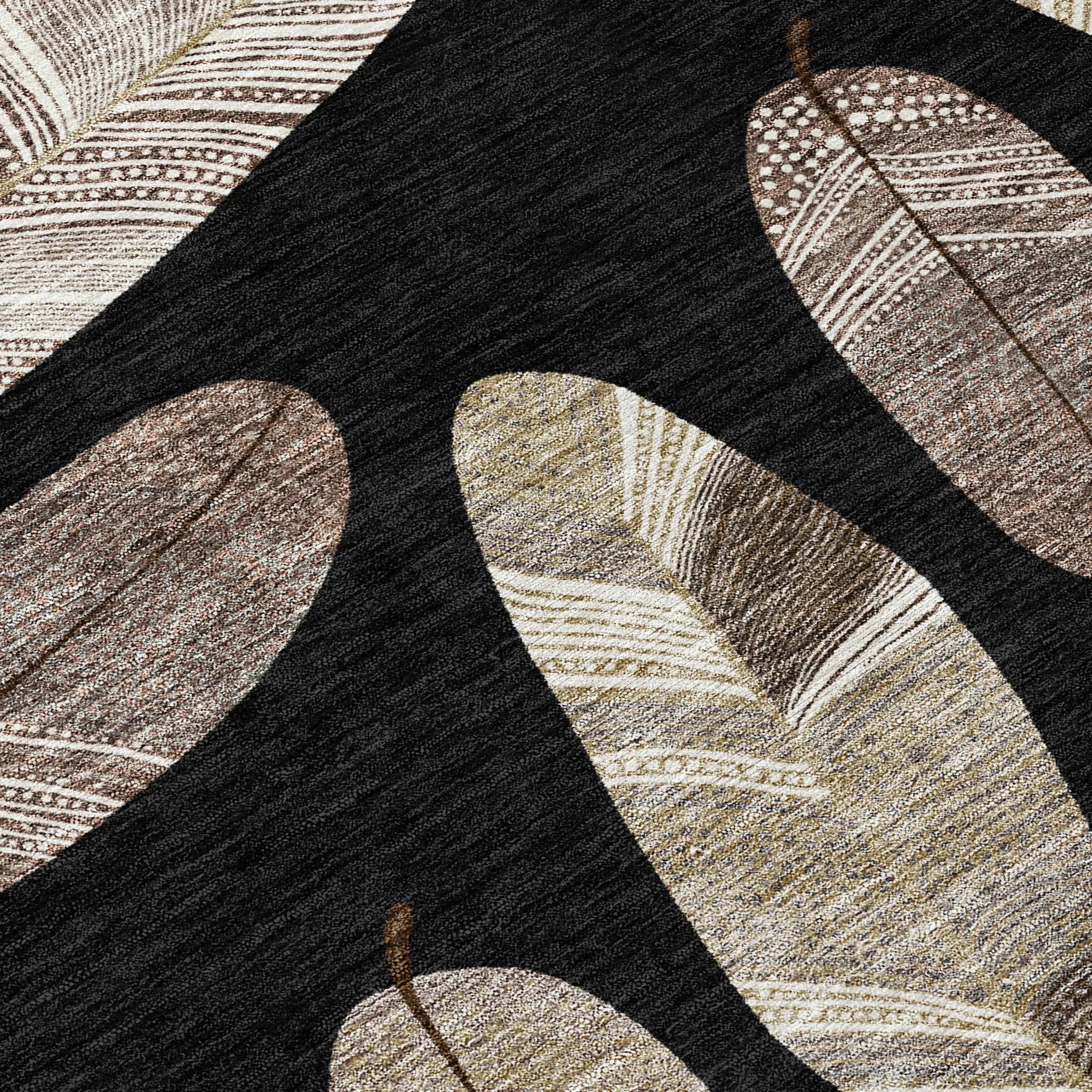 8' Black And Green Round Botanical Leaves Washable Indoor Outdoor Area Rug Homeroots Outdoor