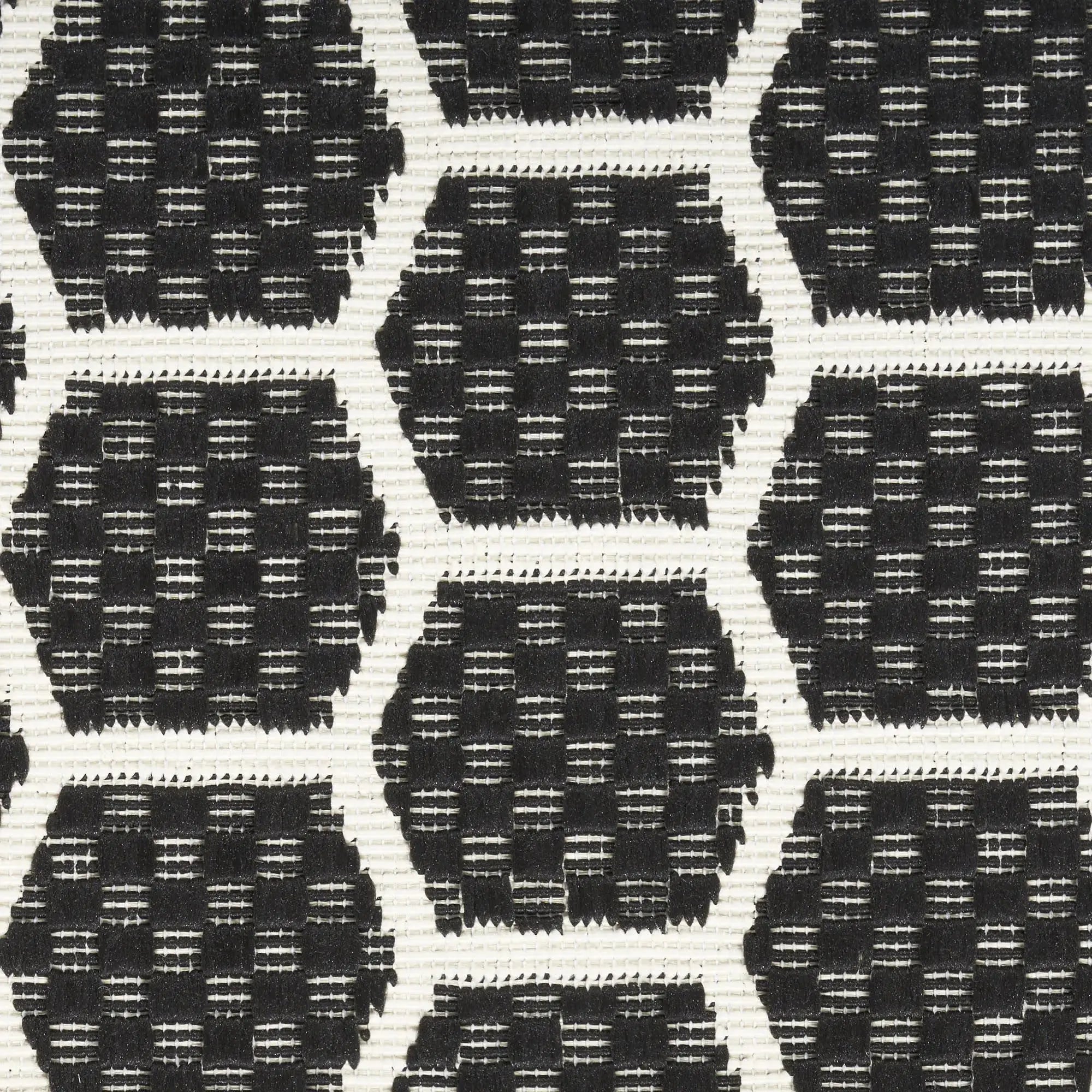 8' Black And Ivory Geometric Indoor Outdoor Runner Rug Homeroots Outdoor