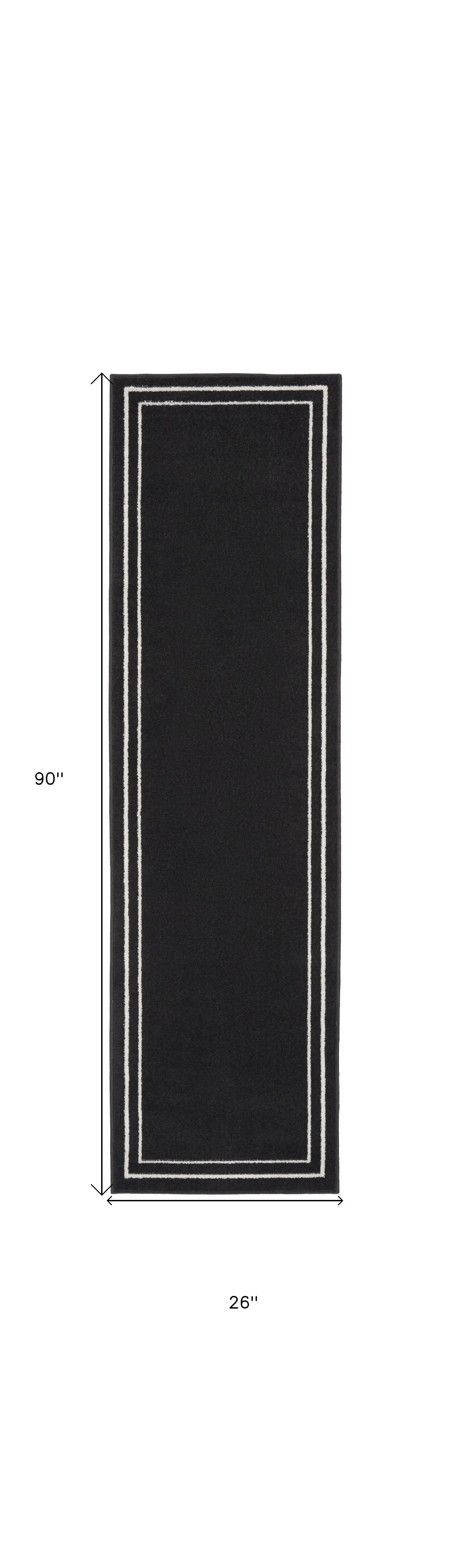8' Black And Ivory Indoor Outdoor Runner Rug Homeroots Outdoor