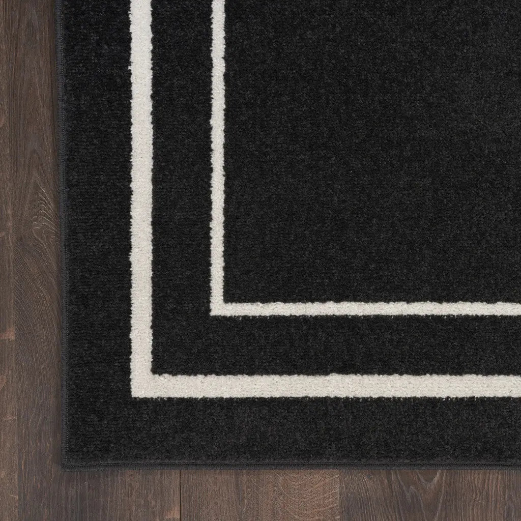 8' Black And Ivory Indoor Outdoor Runner Rug Homeroots Outdoor