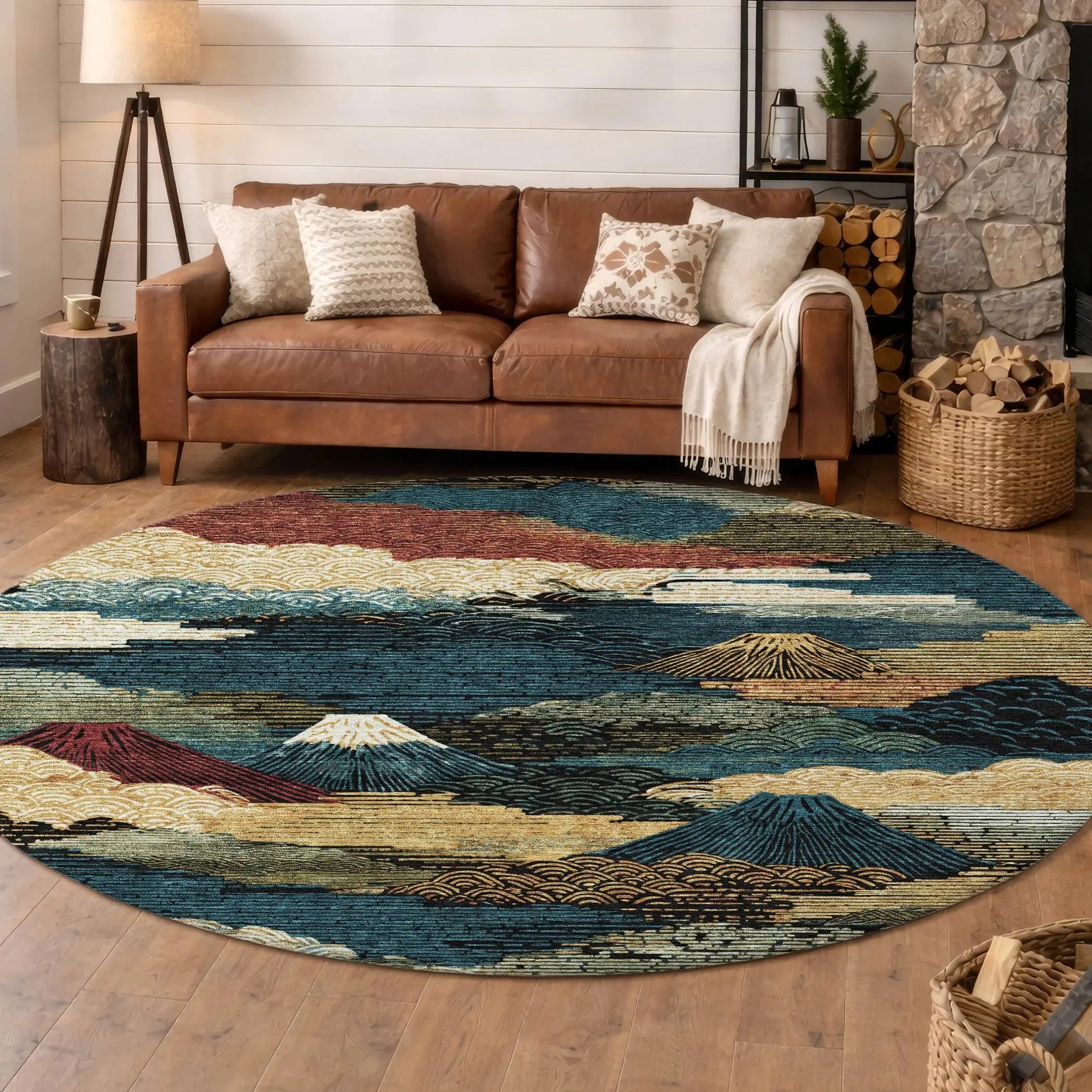 8' Black And Ivory Round Abstract Washable Indoor Outdoor Area Rug Homeroots Outdoor