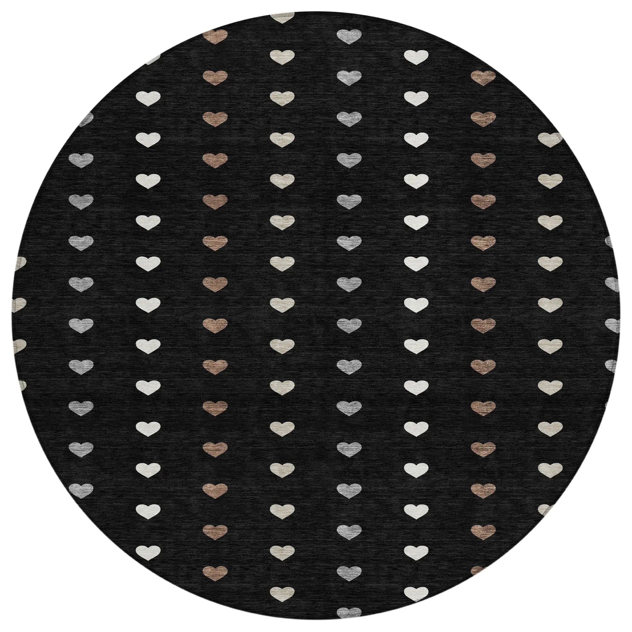8' Black And Ivory Round Geometric Washable Indoor Outdoor Area Rug Homeroots Outdoor