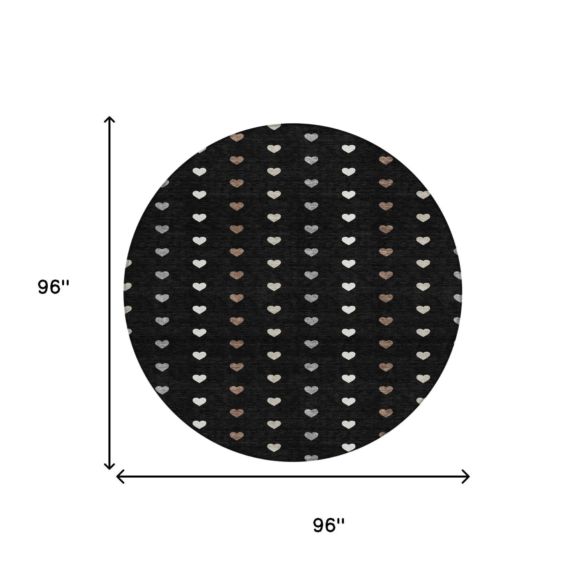 8' Black And Ivory Round Geometric Washable Indoor Outdoor Area Rug Homeroots Outdoor