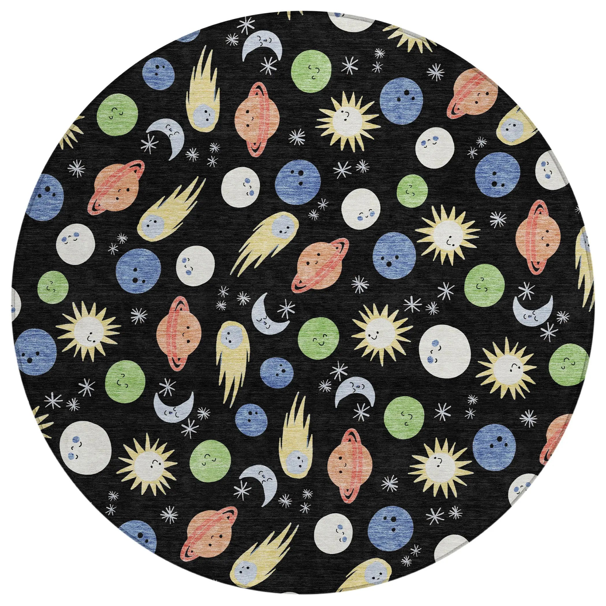 8' Black And Ivory Round Geometric Washable Indoor Outdoor Area Rug Homeroots Outdoor