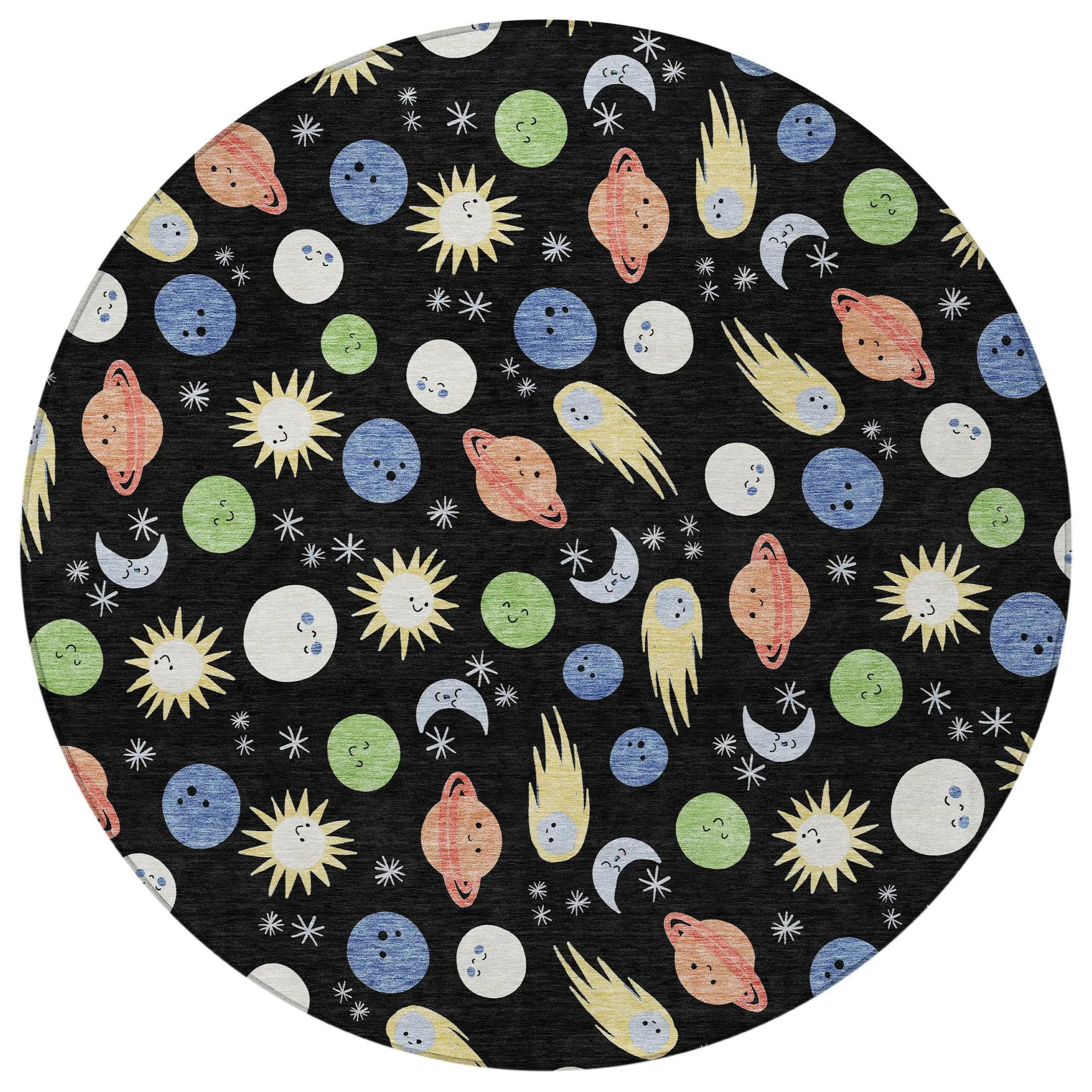 8' Black And Ivory Round Geometric Washable Indoor Outdoor Area Rug Homeroots Outdoor