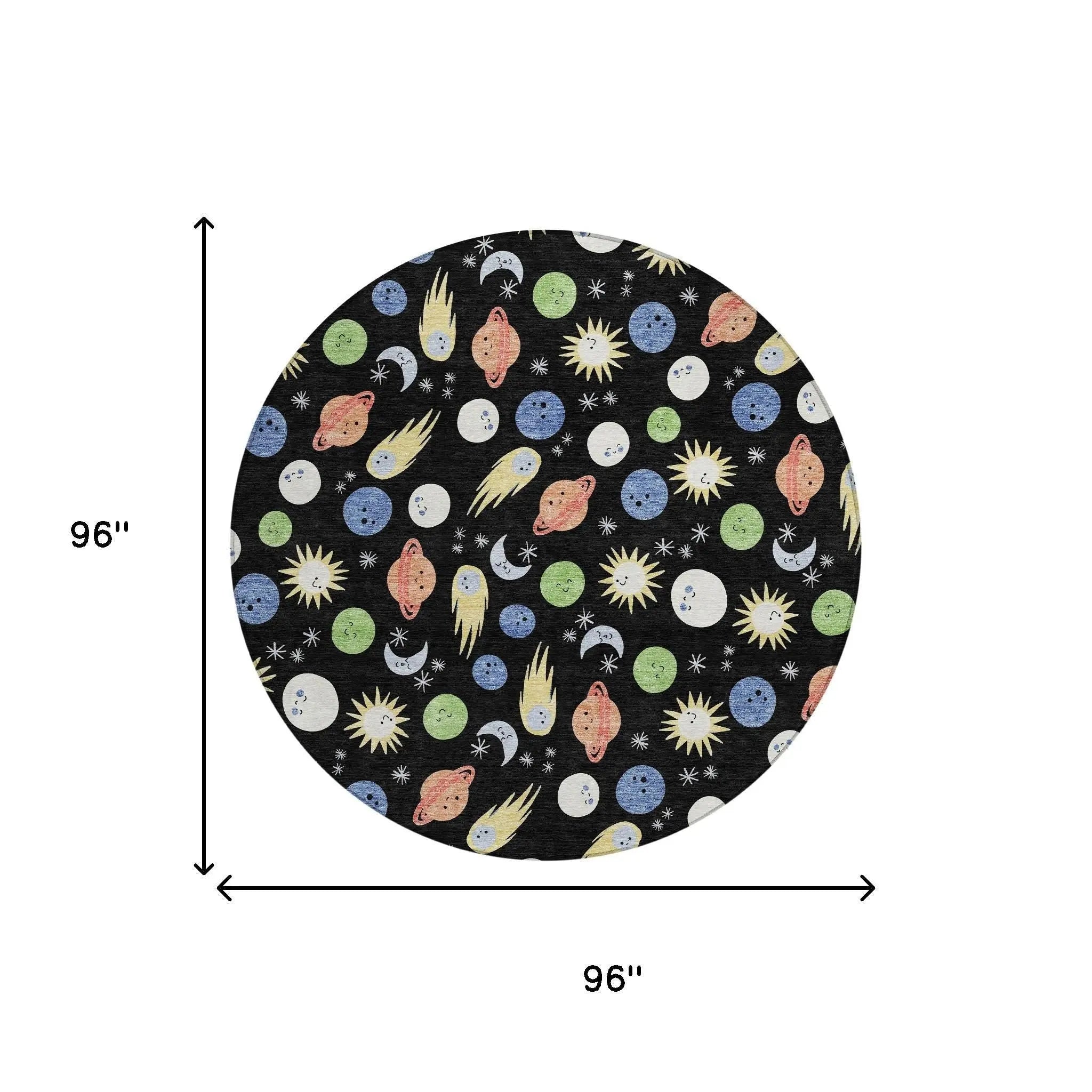 8' Black And Ivory Round Geometric Washable Indoor Outdoor Area Rug Homeroots Outdoor