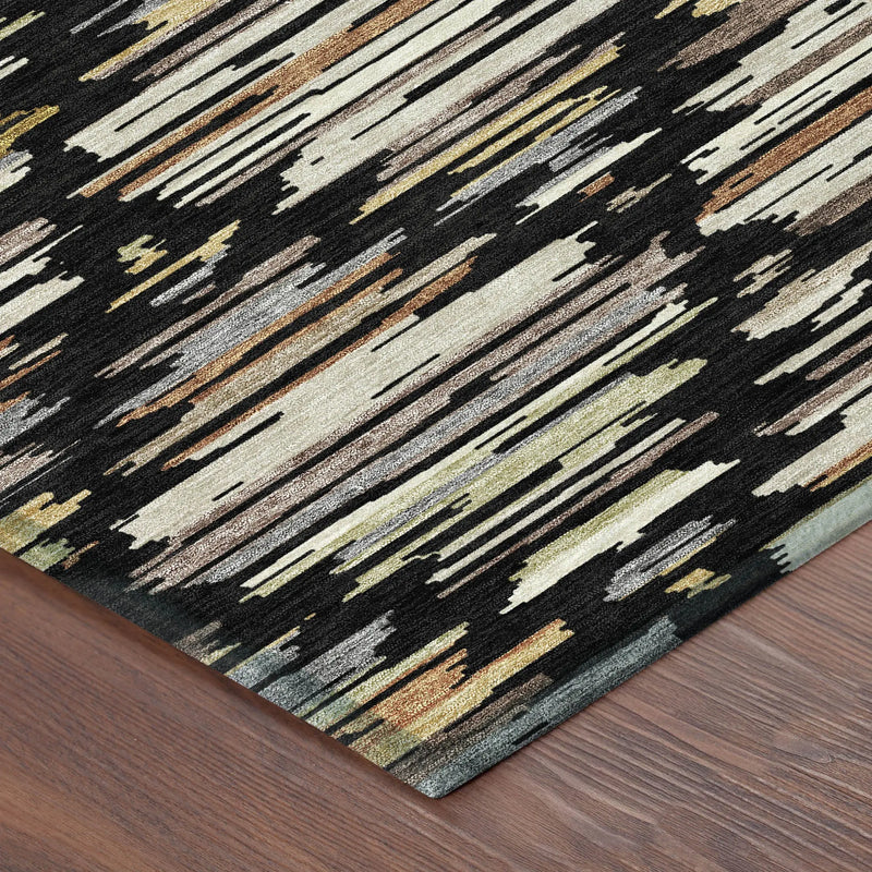 8' Black And Ivory Round Southwestern Washable Indoor Outdoor Area Rug Homeroots Outdoor