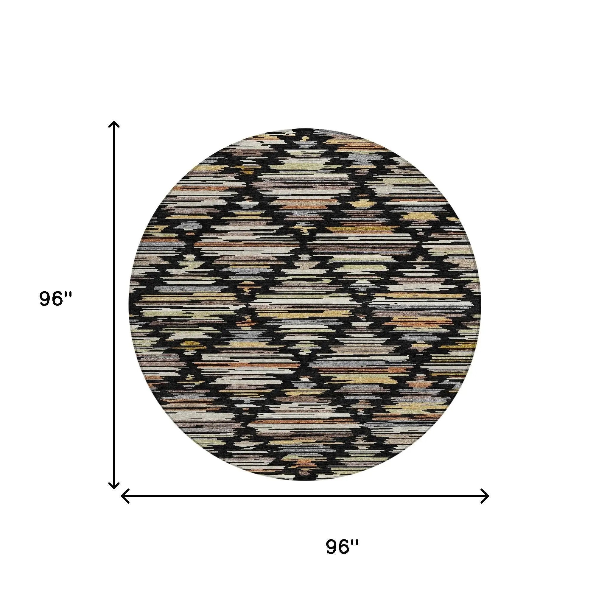 8' Black And Ivory Round Southwestern Washable Indoor Outdoor Area Rug Homeroots Outdoor