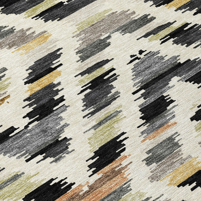 8' Black And Ivory Round Tribal Washable Indoor Outdoor Area Rug Homeroots Outdoor