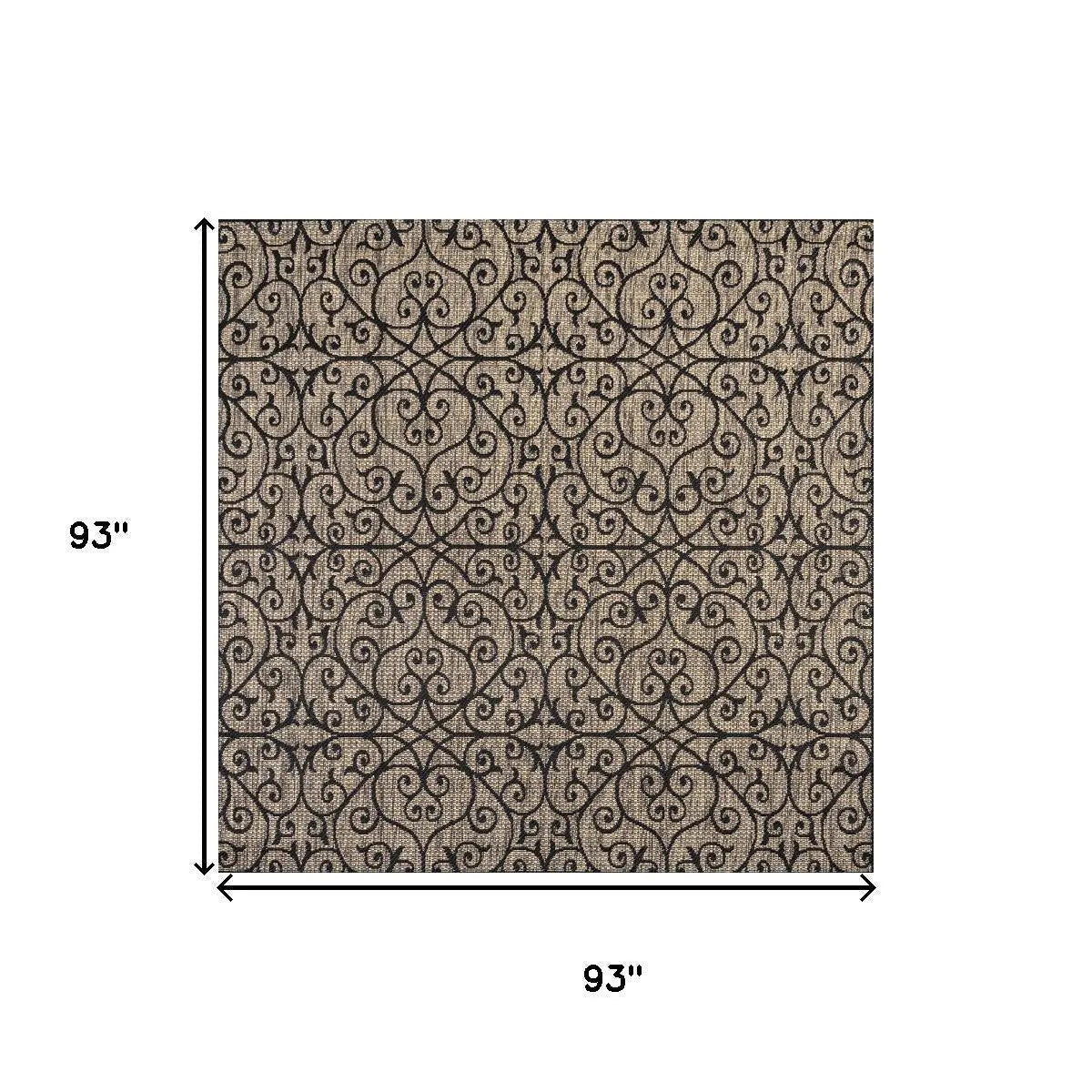 8' Black And Khaki Square Geometric Indoor Outdoor Area Rug Homeroots Outdoor