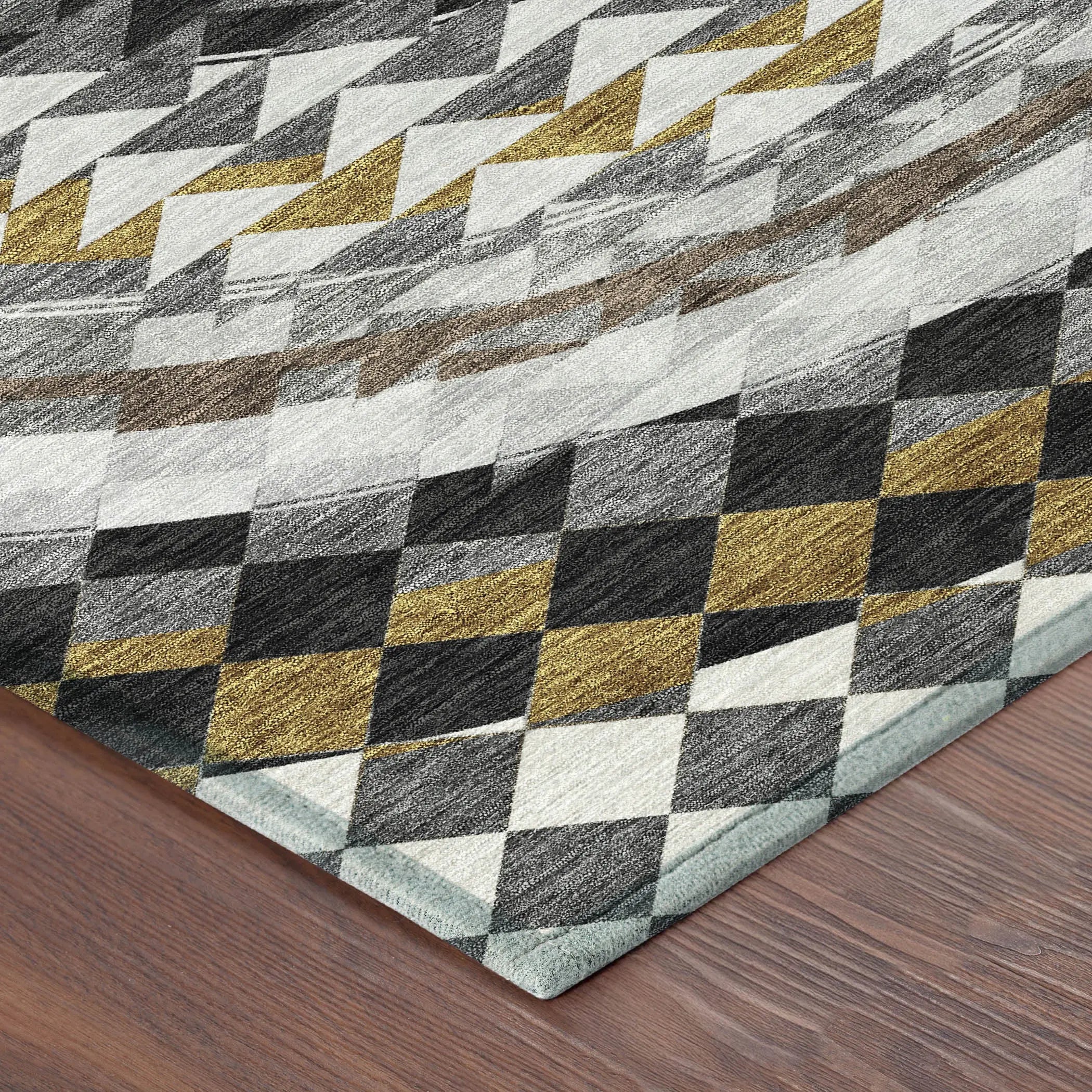 8' Black And Linen Round Geometric Washable Indoor Outdoor Area Rug Homeroots Outdoor