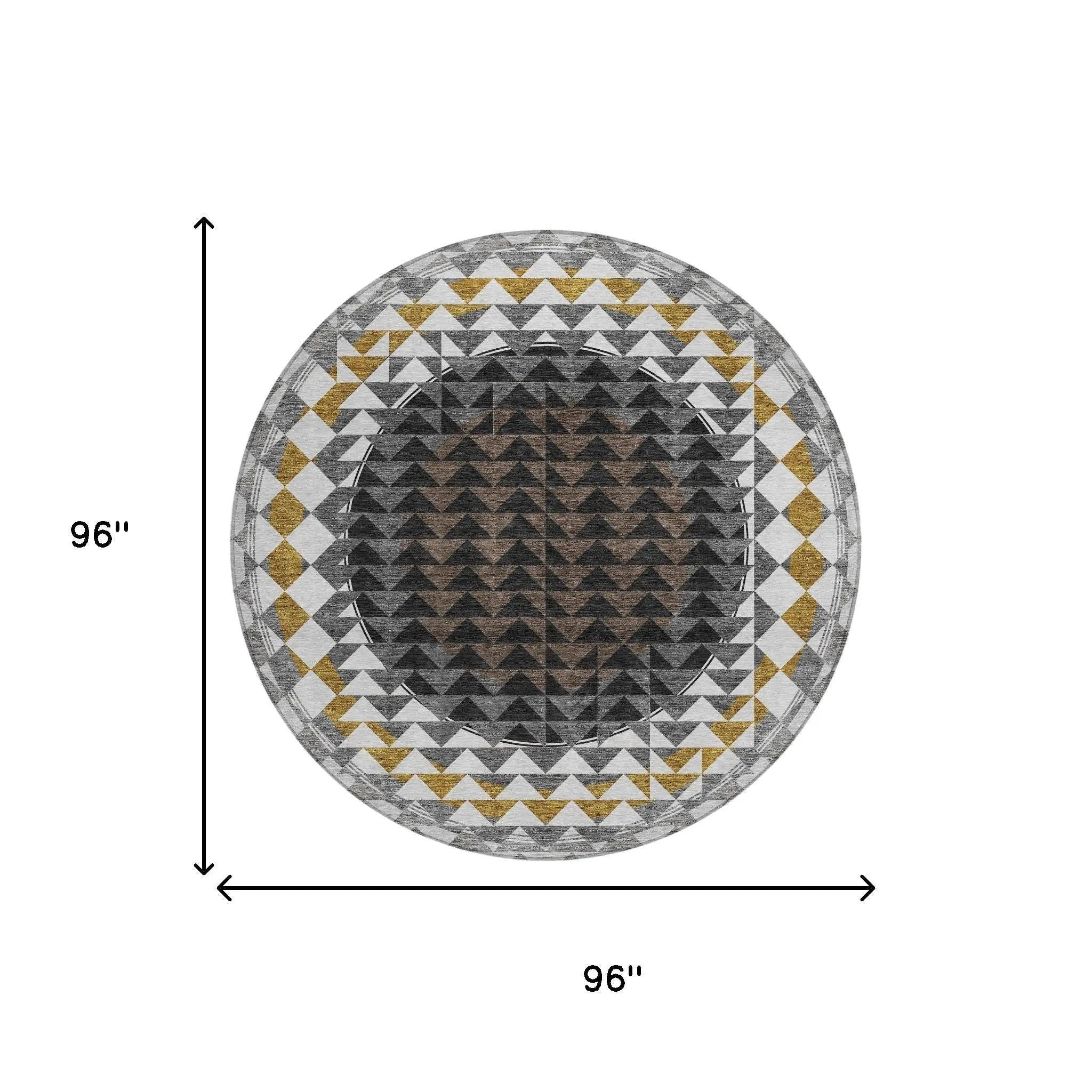 8' Black And Linen Round Geometric Washable Indoor Outdoor Area Rug Homeroots Outdoor