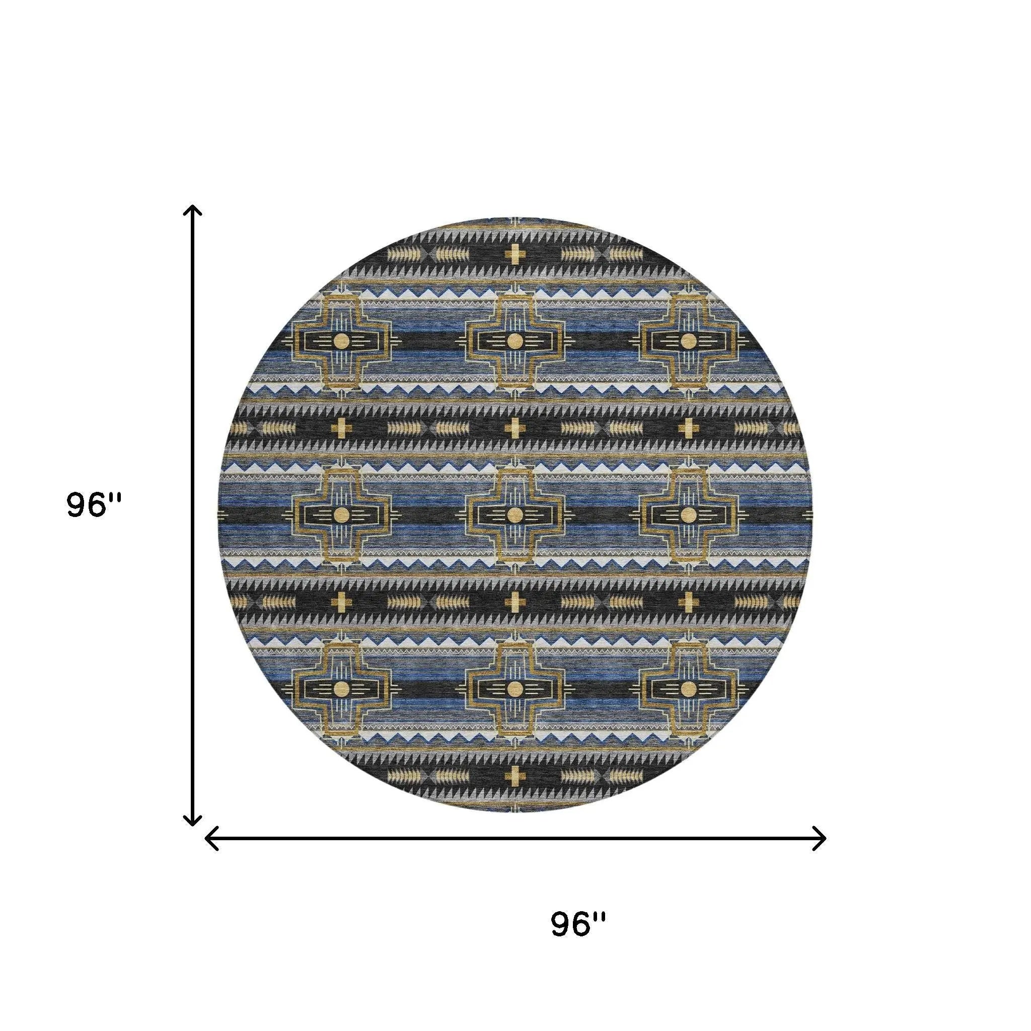 8' Black And Mauve Round Tribal Washable Indoor Outdoor Area Rug Homeroots Outdoor