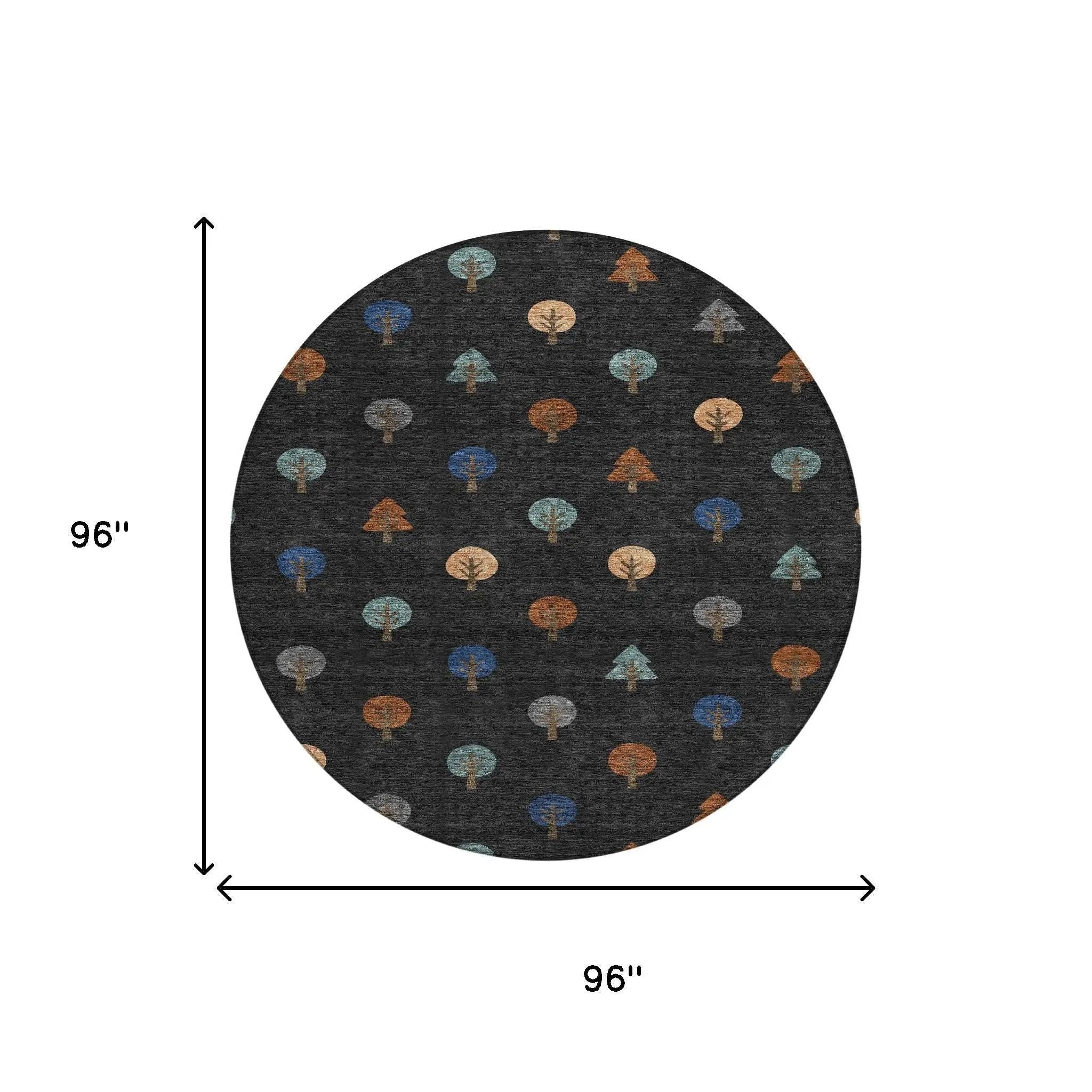 8' Black And Navy Blue Round Geometric Washable Indoor Outdoor Area Rug Homeroots Outdoor