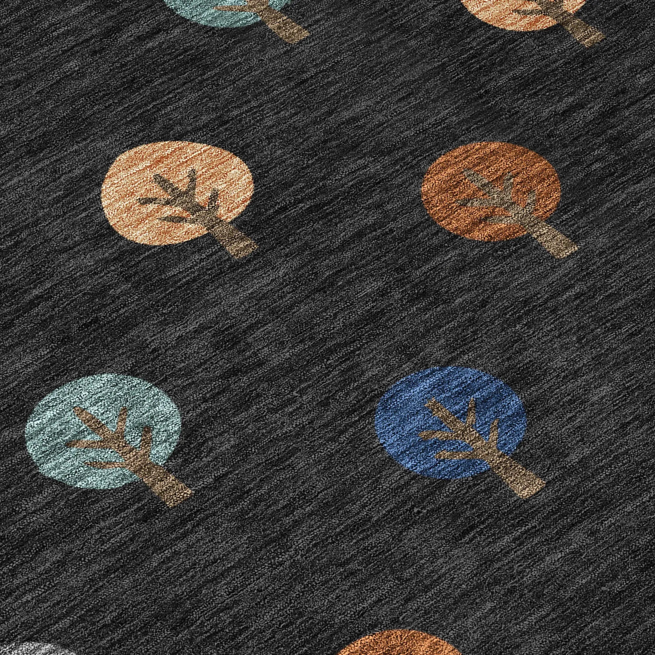 8' Black And Navy Blue Round Geometric Washable Indoor Outdoor Area Rug Homeroots Outdoor