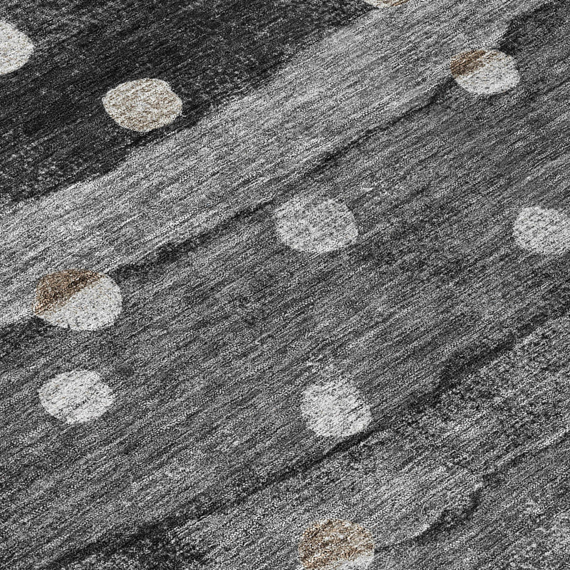 8' Black And Navy Blue Round Striped Washable Indoor Outdoor Area Rug Homeroots Outdoor