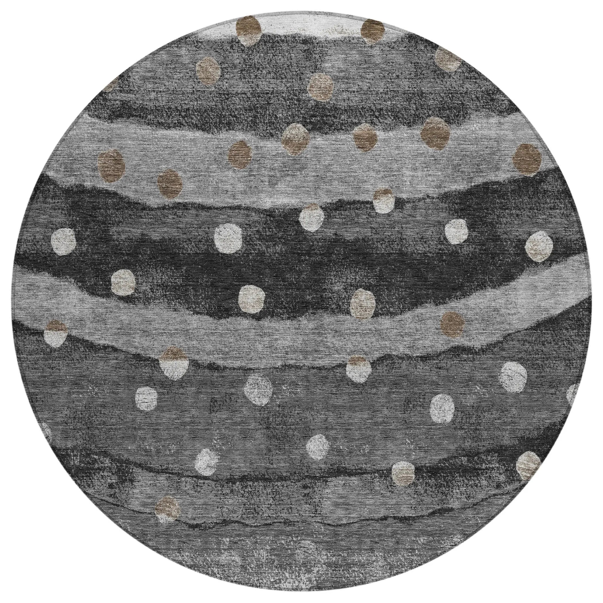 8' Black And Navy Blue Round Striped Washable Indoor Outdoor Area Rug Homeroots Outdoor