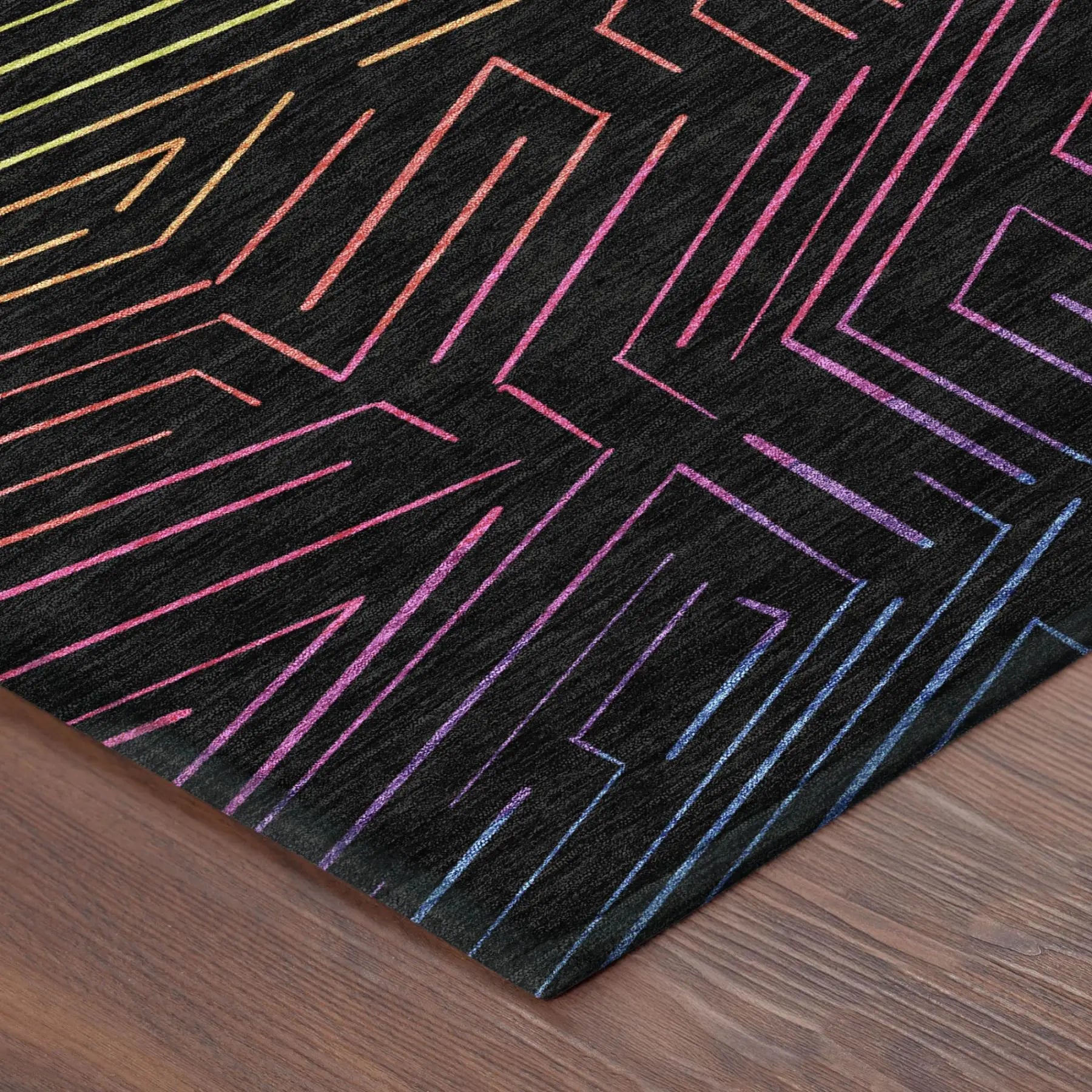 8' Black And Purple Round Geometric Washable Indoor Outdoor Area Rug Homeroots Outdoor
