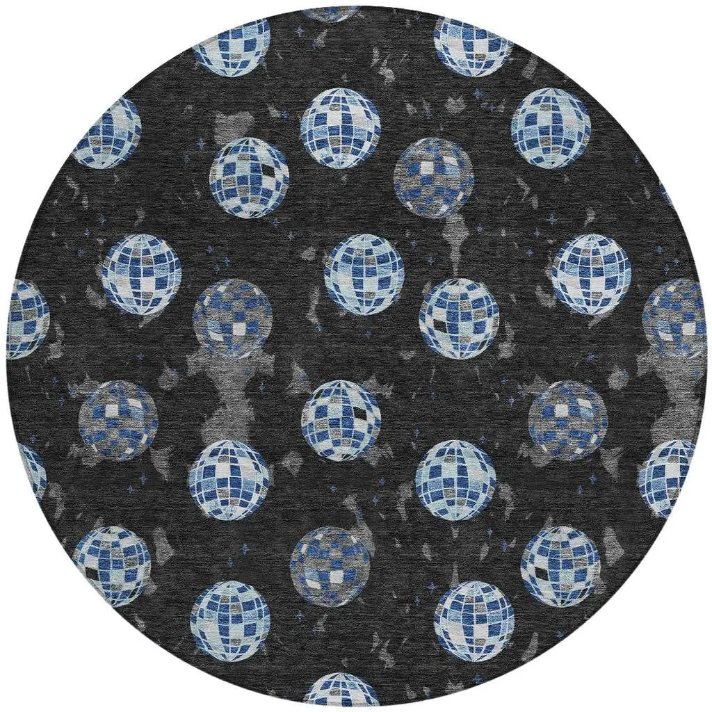 8' Black And Red Round Geometric Washable Indoor Outdoor Area Rug Homeroots Outdoor