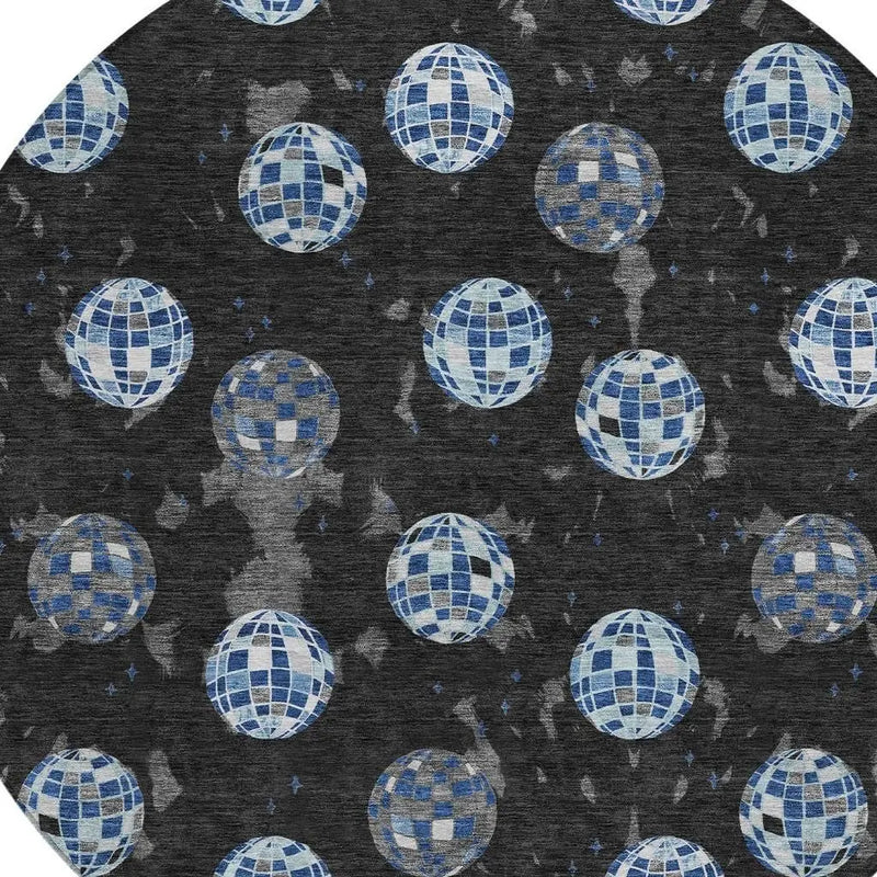 8' Black And Red Round Geometric Washable Indoor Outdoor Area Rug Homeroots Outdoor