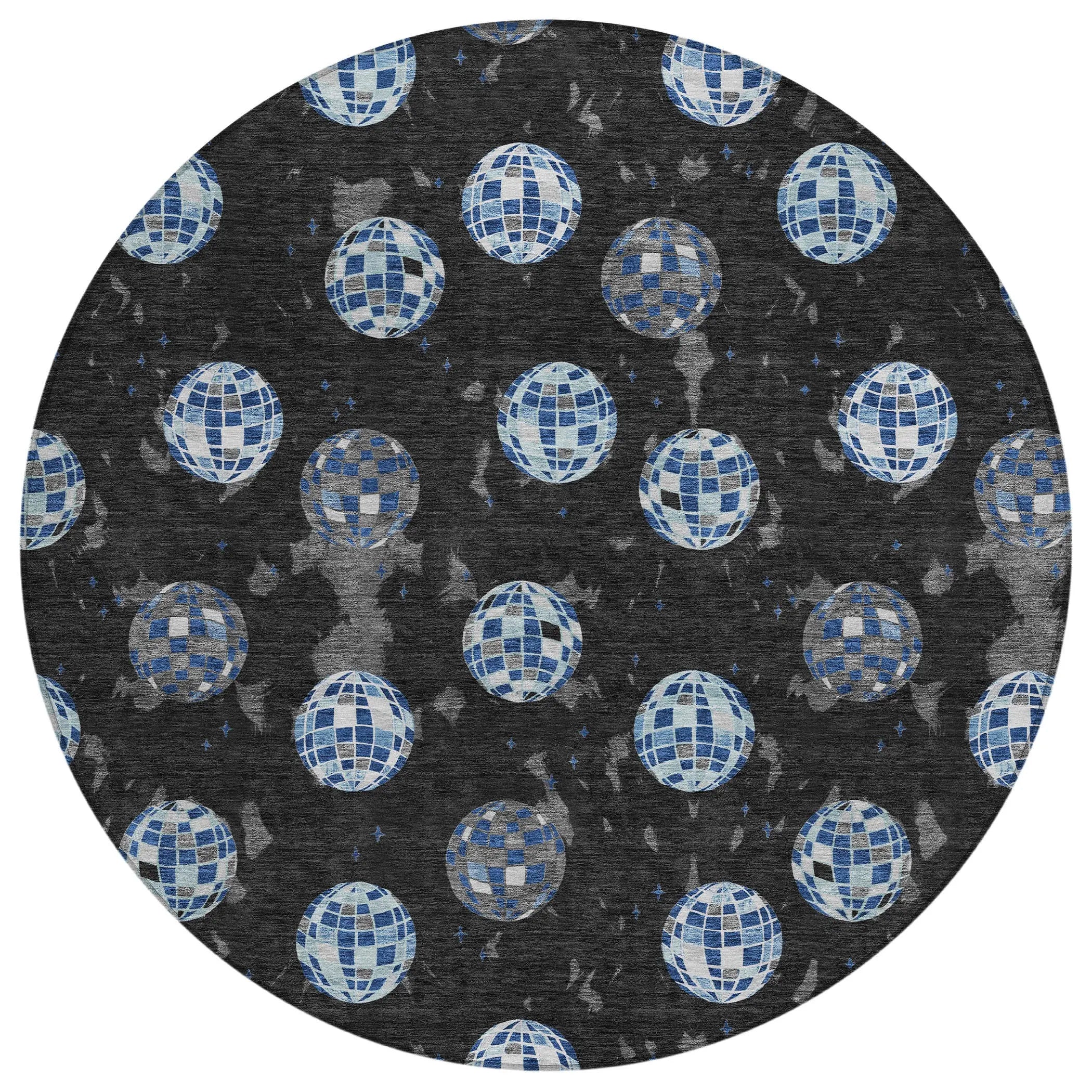 8' Black And Red Round Geometric Washable Indoor Outdoor Area Rug Homeroots Outdoor