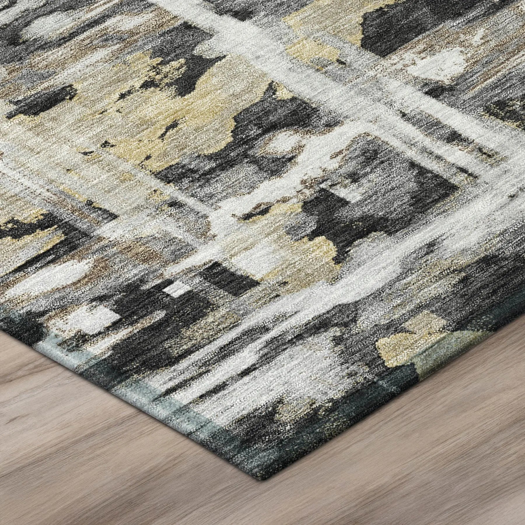 8' Black And Silver Round Abstract Washable Indoor Outdoor Area Rug Homeroots Outdoor