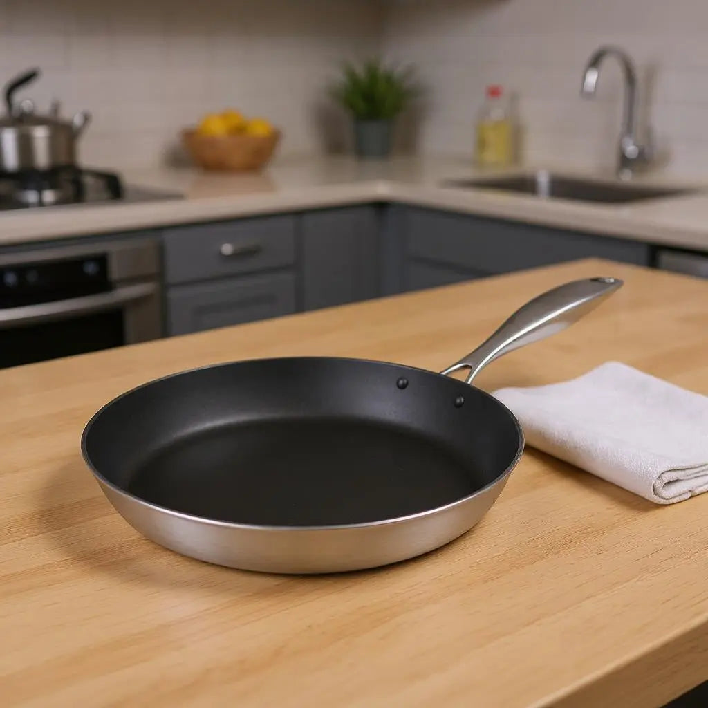 8" Black And Silver Stainless Steel Frying Pan Homeroots Kitchen & Dining