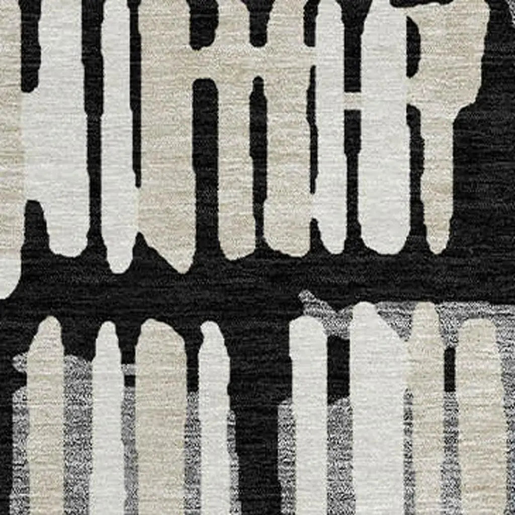 8' Black And Taupe Round Abstract Washable Indoor Outdoor Area Rug Homeroots Outdoor