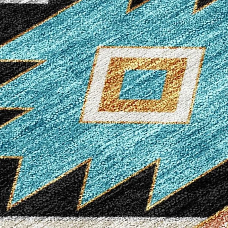8' Black And Taupe Round Southwestern Washable Indoor Outdoor Area Rug Homeroots Outdoor
