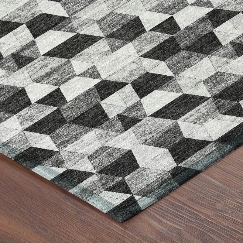 8' Black And Wheat Round Geometric Washable Indoor Outdoor Area Rug Homeroots Outdoor