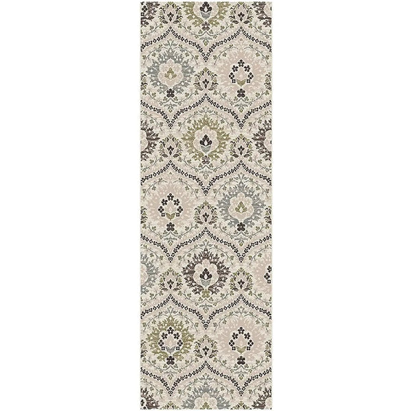 8' Black Ivory And Gray Floral Runner Rug Homeroots Home Decor