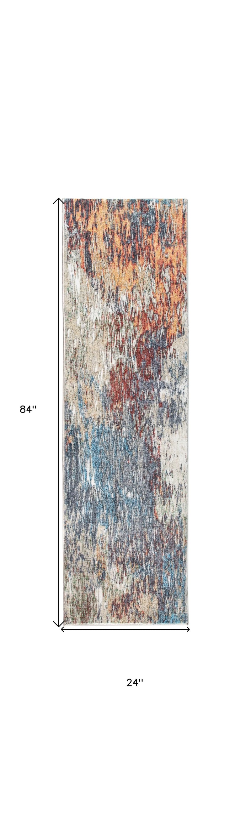 8' Blue And Beige Abstract Runner Rug Homeroots Home Decor