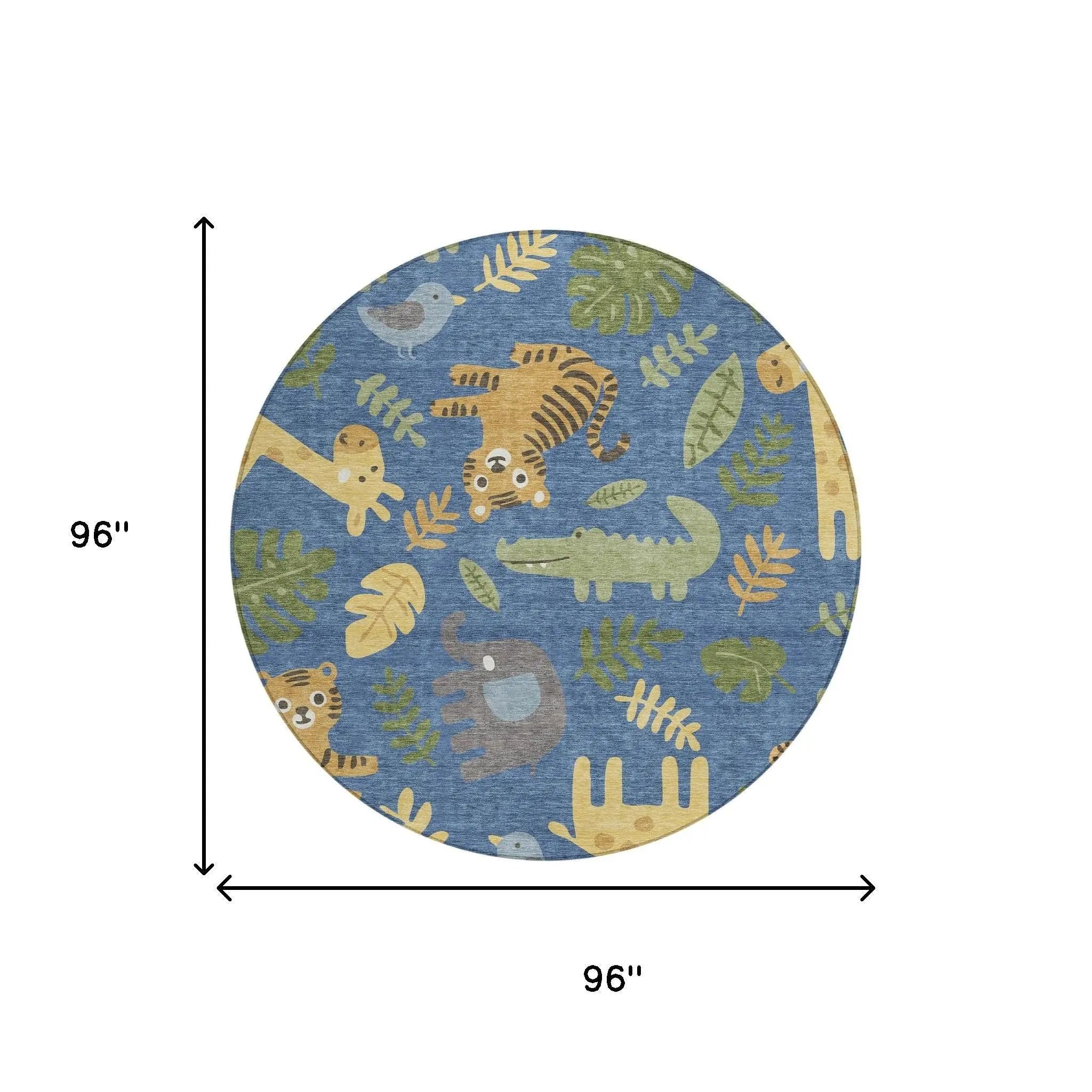 8' Blue And Beige Round Abstract Washable Indoor Outdoor Area Rug Homeroots Outdoor