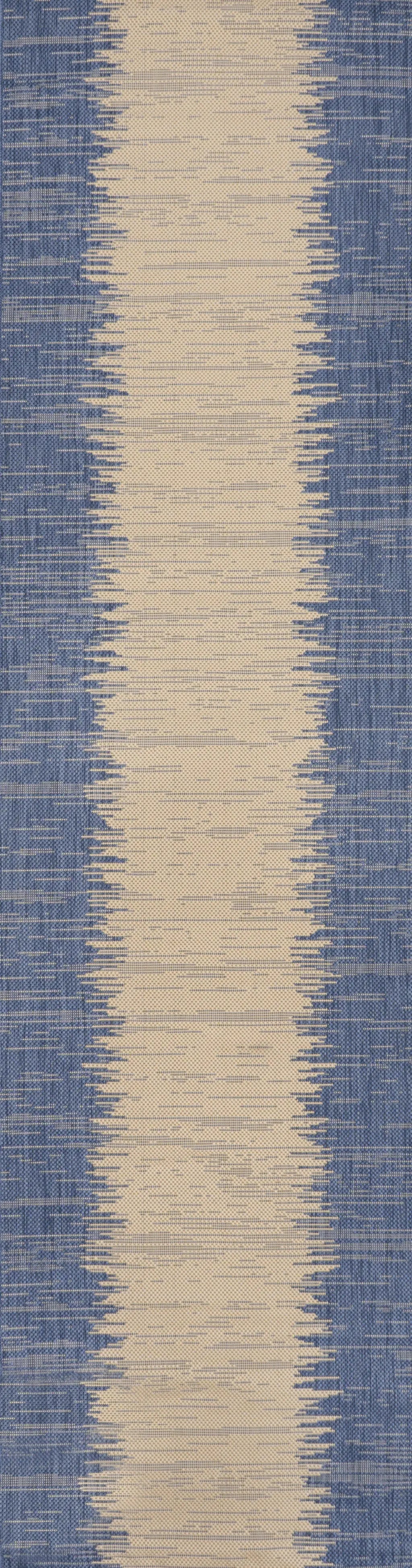 8' Blue And Beige Striped Indoor Outdoor Runner Rug Homeroots Outdoor