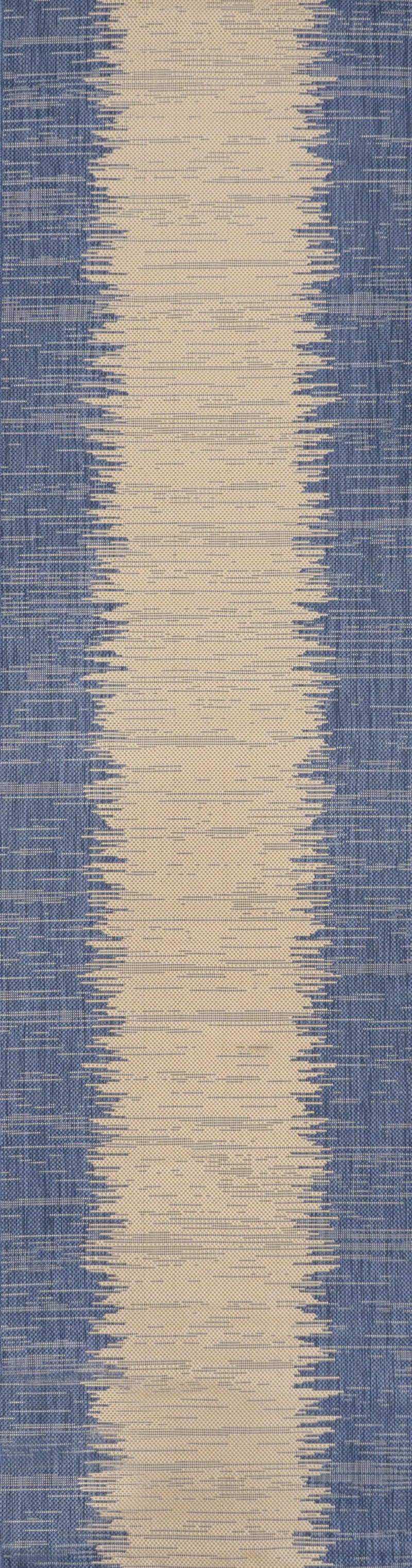 8' Blue And Beige Striped Indoor Outdoor Runner Rug Homeroots Outdoor