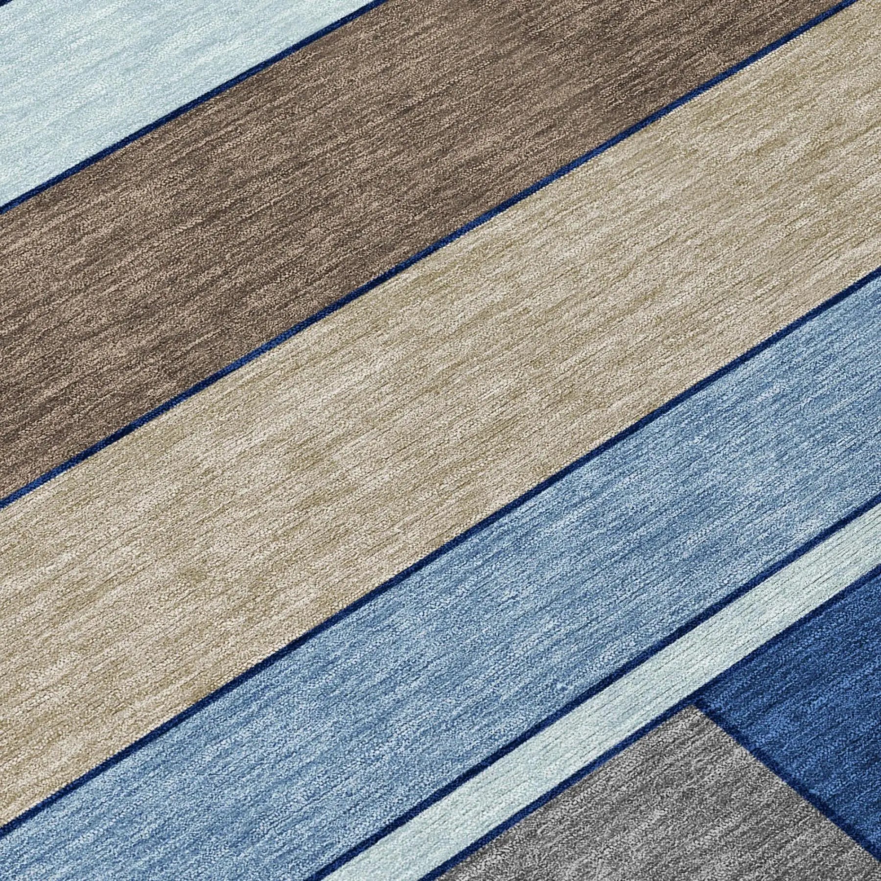 8' Blue And Chocolate Round Geometric Washable Indoor Outdoor Area Rug Homeroots Outdoor