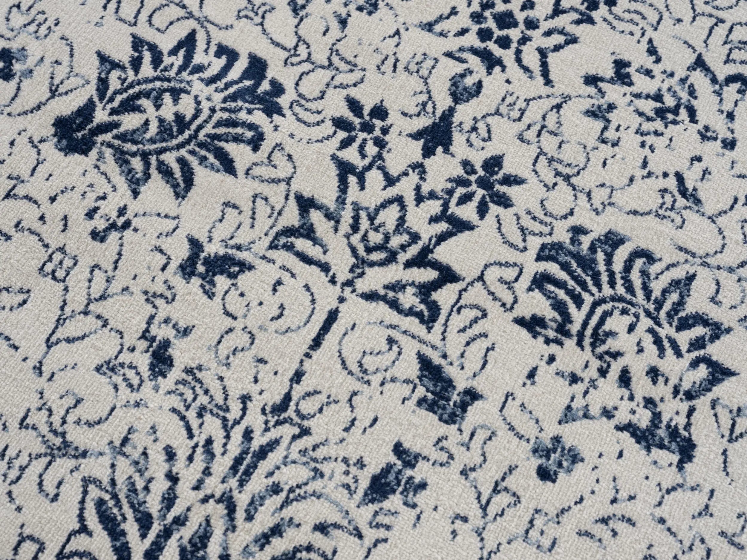 8' Blue And Cream Abstract Runner Rug Homeroots Home Decor
